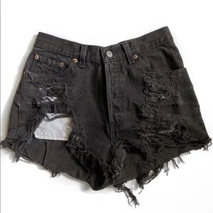 Levi’s distressed denim shorts.
